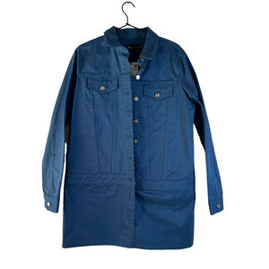 Zara Womens Utility Jacket Blue Long Sleeve Denim Casual Pockets L New